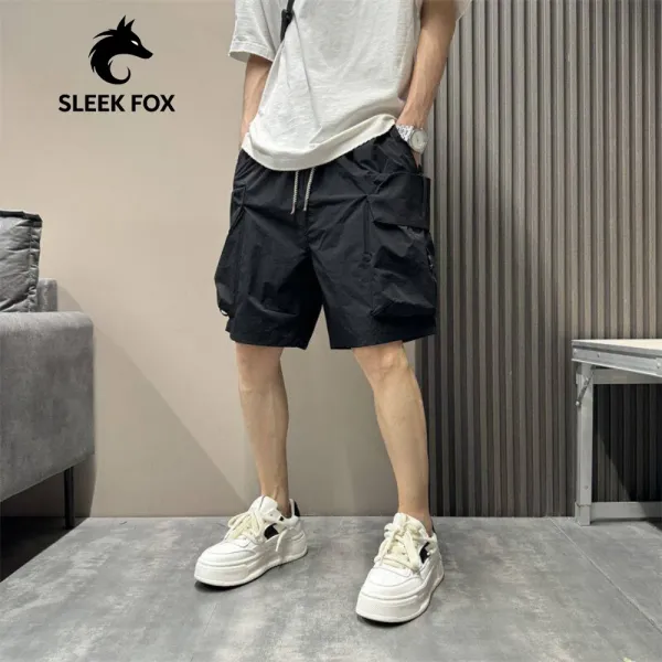 Design Sleek Fox Cargo Shorts Black Shorts - 1