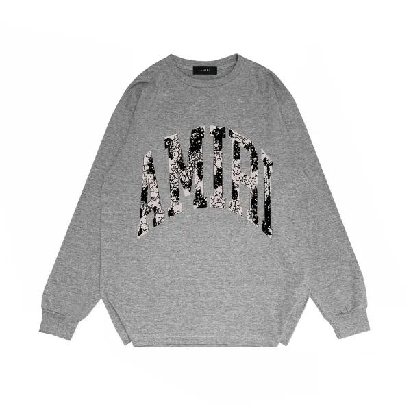 Amiri Arch Logo Distressed Gray Sweatshirt Sweater - 1