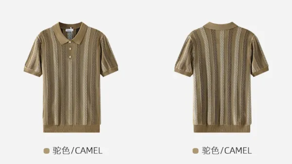 Design UNITUO x RECOMMEND Striped Mesh Polo Shirt White / Gray Tops Polo - 13