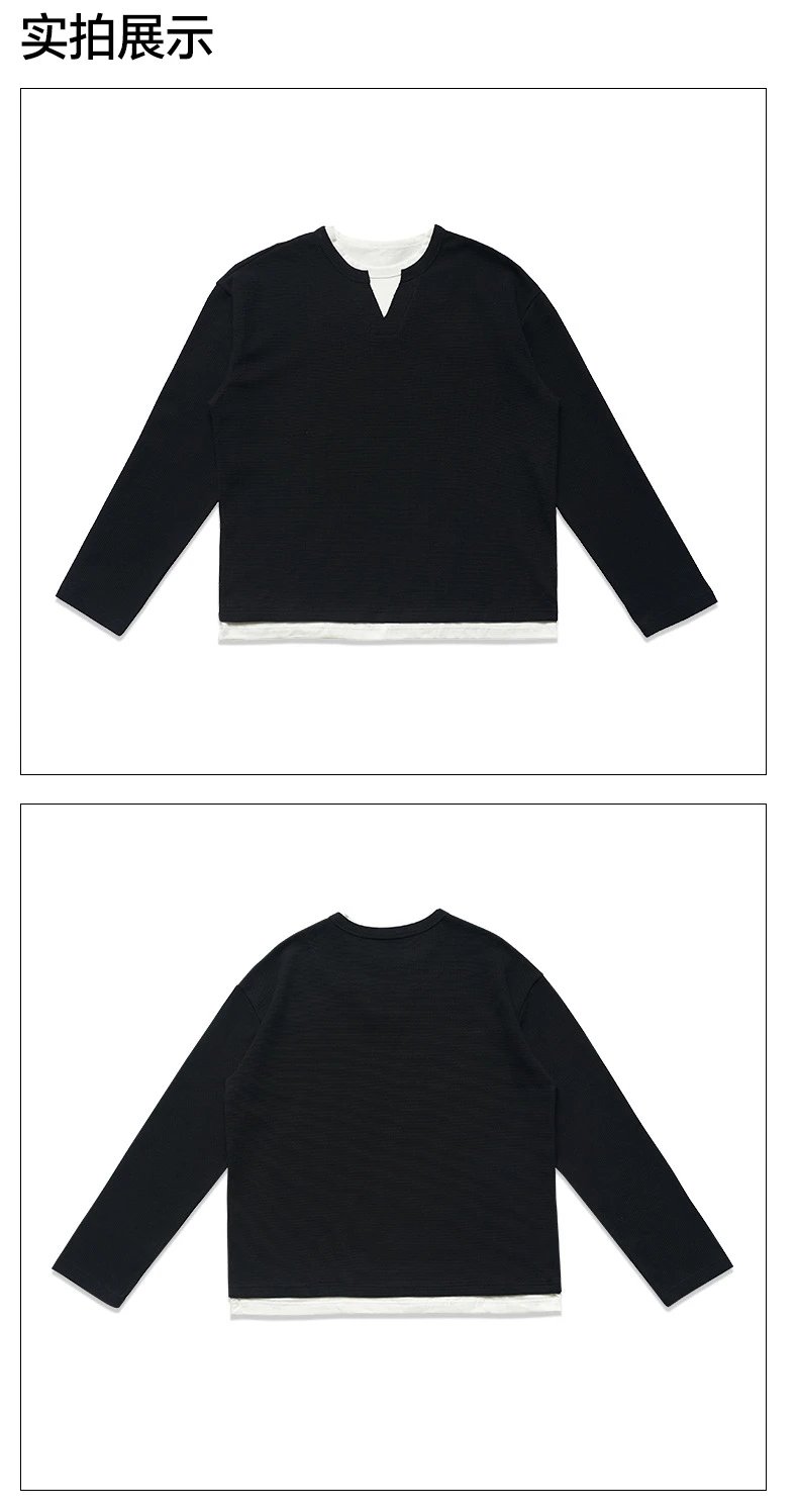 Design Layered Mock Neck Long Sleeve Top Black - 20