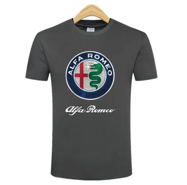 Design Alfa Romeo Logo Graphic T-Shirt Charcoal Gray T-Shirt T-Shirts - 1