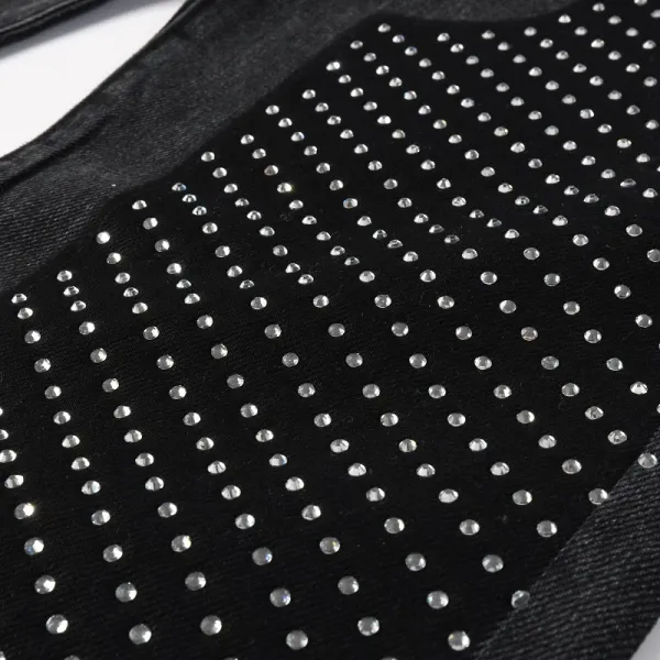 Design Studded Knee Panel Black Denim Jeans - 9