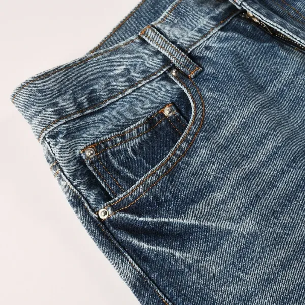 Design Studded Knee Panel Black Denim Jeans - 17