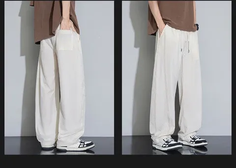Design Wide-Leg Track Pants with Contrast Stitching Black Pants Sweatpants - 21
