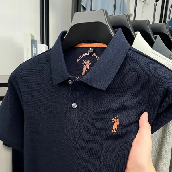 Polo Ralph Lauren Classic Fit Polo Navy Orange Logo Polo Shirt - 1