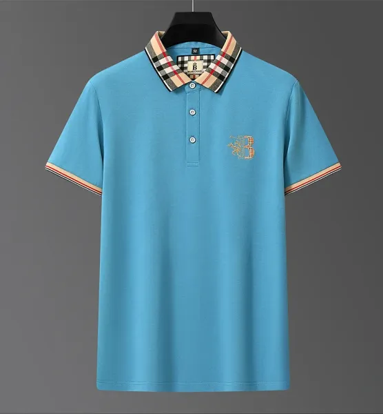 Design PAISENLONG Plaid Collar Embroidered Logo Polo Green Polo Shirt - 24