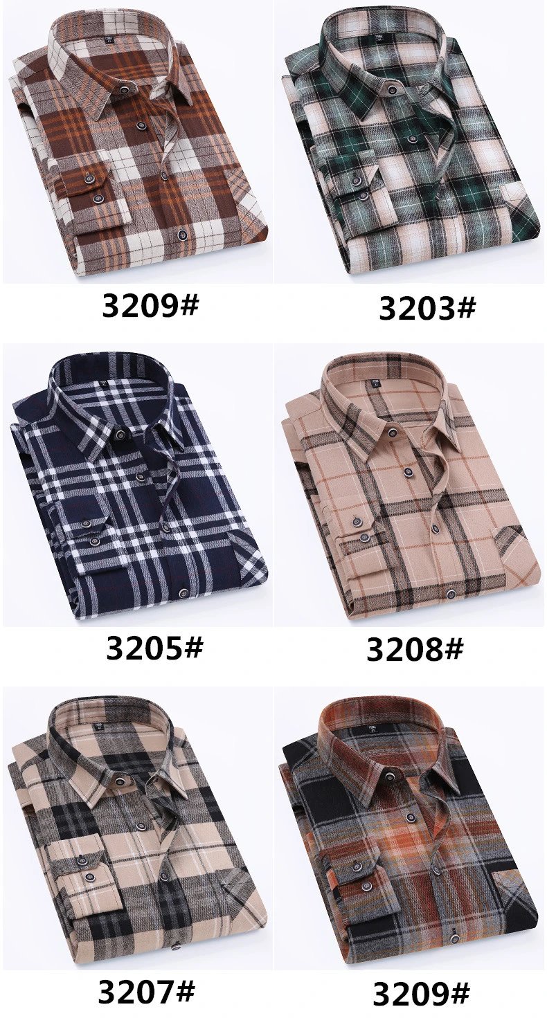 Design Flannel Shirt Brown Gray Plaid Long-Sleeve Shirt - 9