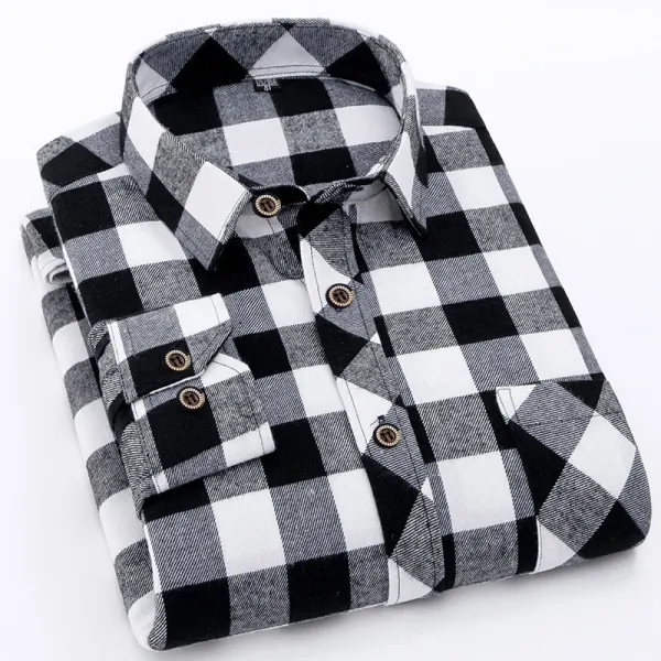 Design Black and White Checkered Flannel Shirt - 63