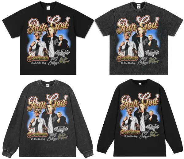 Design Eminem x The Slim Shady Graphic Washed Black T-Shirt T-Shirts - 16