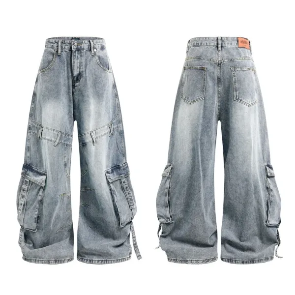 Design Wide-Leg Cargo Jeans Black Wash - 4