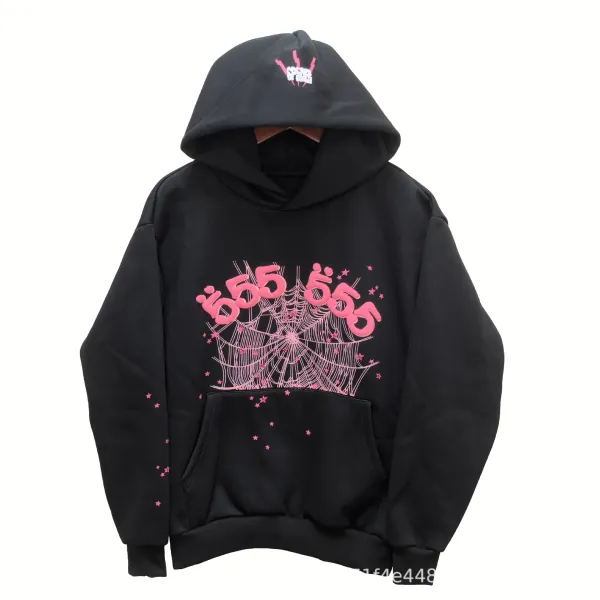 SP5DER Spider Web Hoodie Black Pink - 1