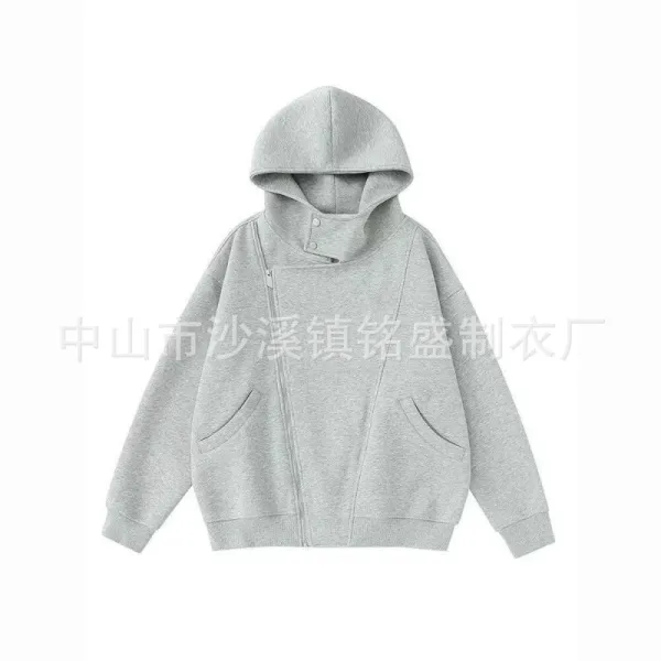 Design Asymmetrical Zip Hoodie Gray - 14
