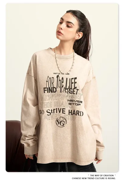 Design Long Sleeve Washed Denim T-Shirt Medium Gray - 18