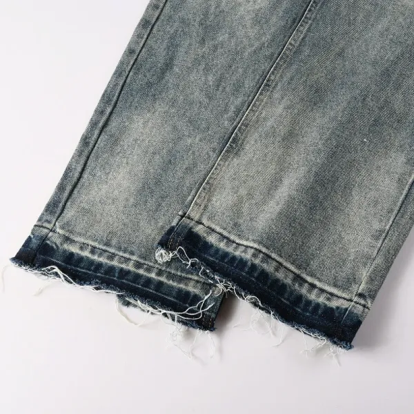 Design Studded Knee Panel Black Denim Jeans - 44