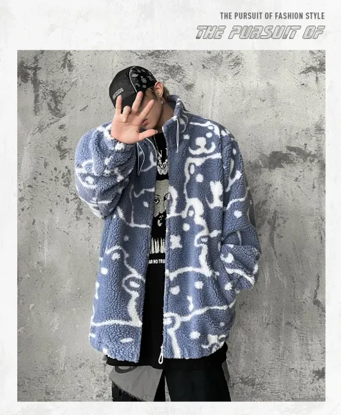 Design Peanuts x Unknown Brand Sherpa Fleece Jacket Gray Outerwear Jacket - 10