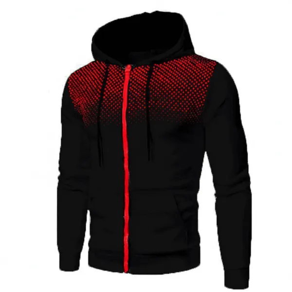 Design Gradient Dot Hoodie Black Red Zip-Up Hoodie - 1