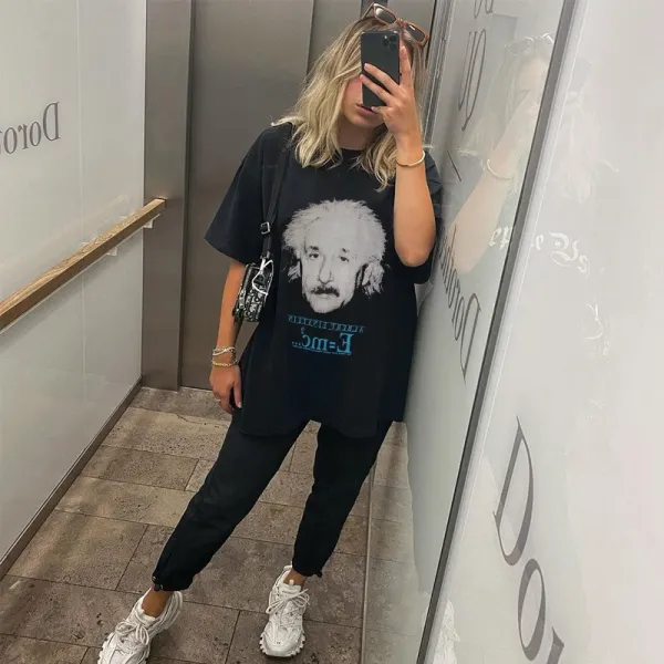 Design Albert Einstein E=mc² Graphic T-Shirt Black - 7