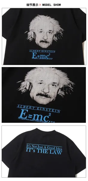 Design Albert Einstein E=mc² Graphic T-Shirt Black - 4