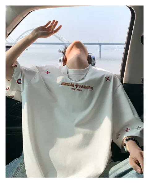 Design Ninedar Fashion Graphic Print Oversized T-Shirt Gray T-Shirts - 13