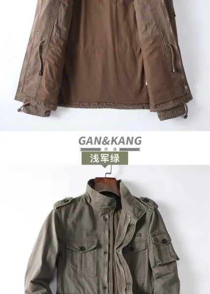 Design Gan & Kang Military-Style Field Jacket Olive Green Jacket Outerwear Jacket - 8
