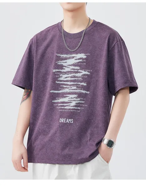 Design Graphic Print Purple Oversized T-Shirt - 17