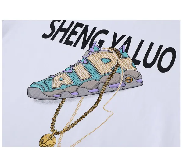 Design SHENG YA LUO Graphic Print Black T-Shirt - 8