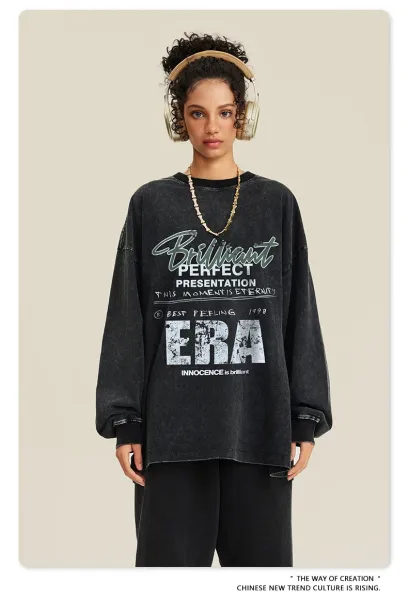 Design BE Thrived Fried Snowflake Washed Long Sleeve T-Shirt Black T-Shirts - 18
