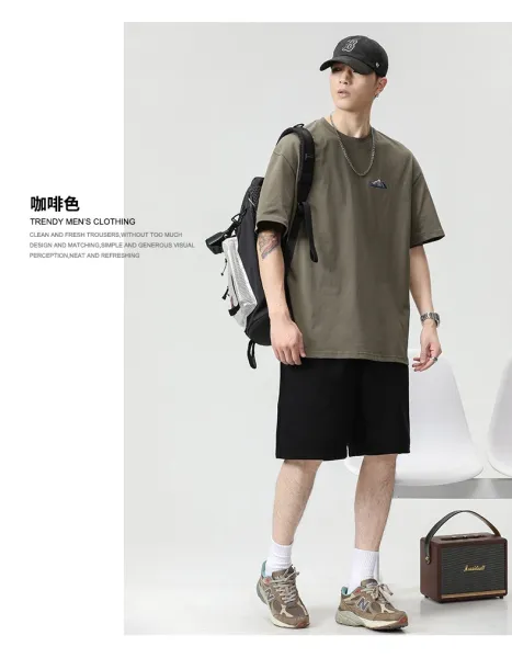 Design Mountain Embroidery Olive Green T-Shirt Tops.t Shirts - 9