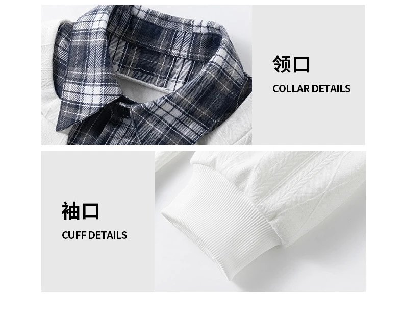 Design NASA x Design Layered Collar Shirt White Plaid Trim Tops Shirt - 8