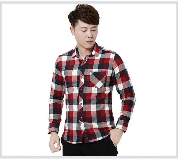 Design Black and White Checkered Flannel Shirt - 41