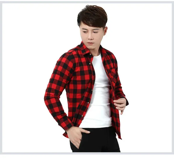 Design Black and White Checkered Flannel Shirt - 49