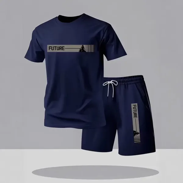 Design Future Graphic Tee and Shorts Set Navy - 1