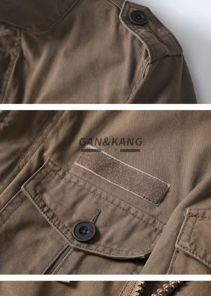 Design Gan & Kang Military-Style Field Jacket Olive Green Jacket Outerwear Jacket - 11