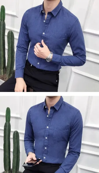 Design Classic Fit Light Blue Oxford Shirt Tops Shirt - 13