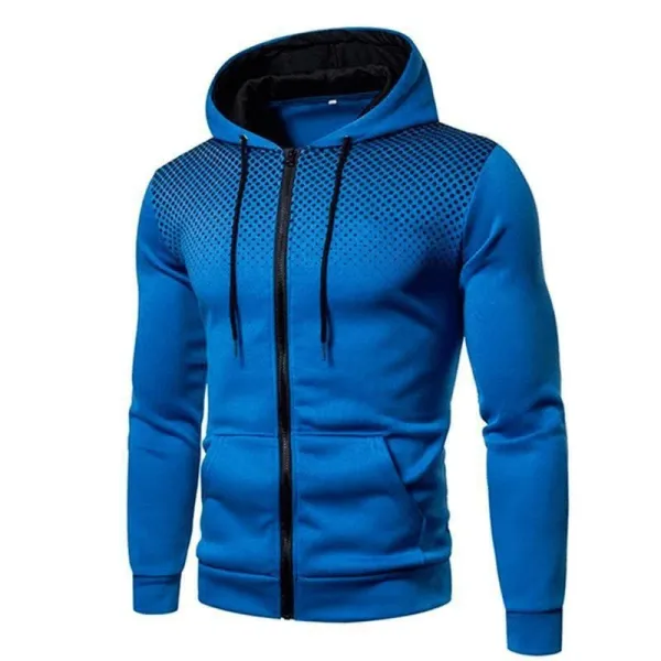 Design Gradient Dot Pattern Navy Zip-Up Hoodie - 6