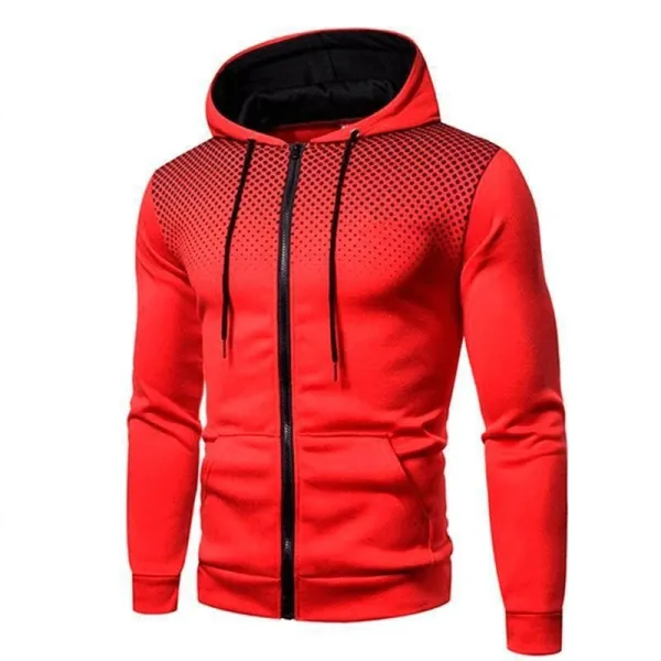 Design Gradient Dot Pattern Navy Zip-Up Hoodie - 7