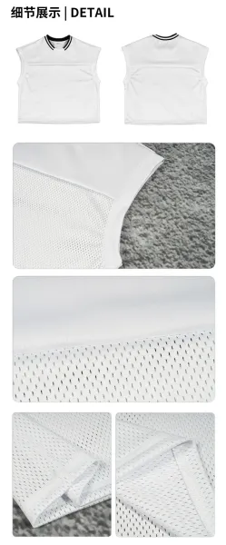 Design Mesh Panel Sleeveless Top White Vest Top - 6