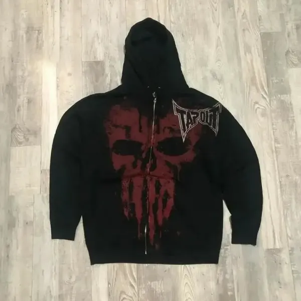 Design Tapout Skull Graphic Zip-Up Hoodie Black Hoodie - 1