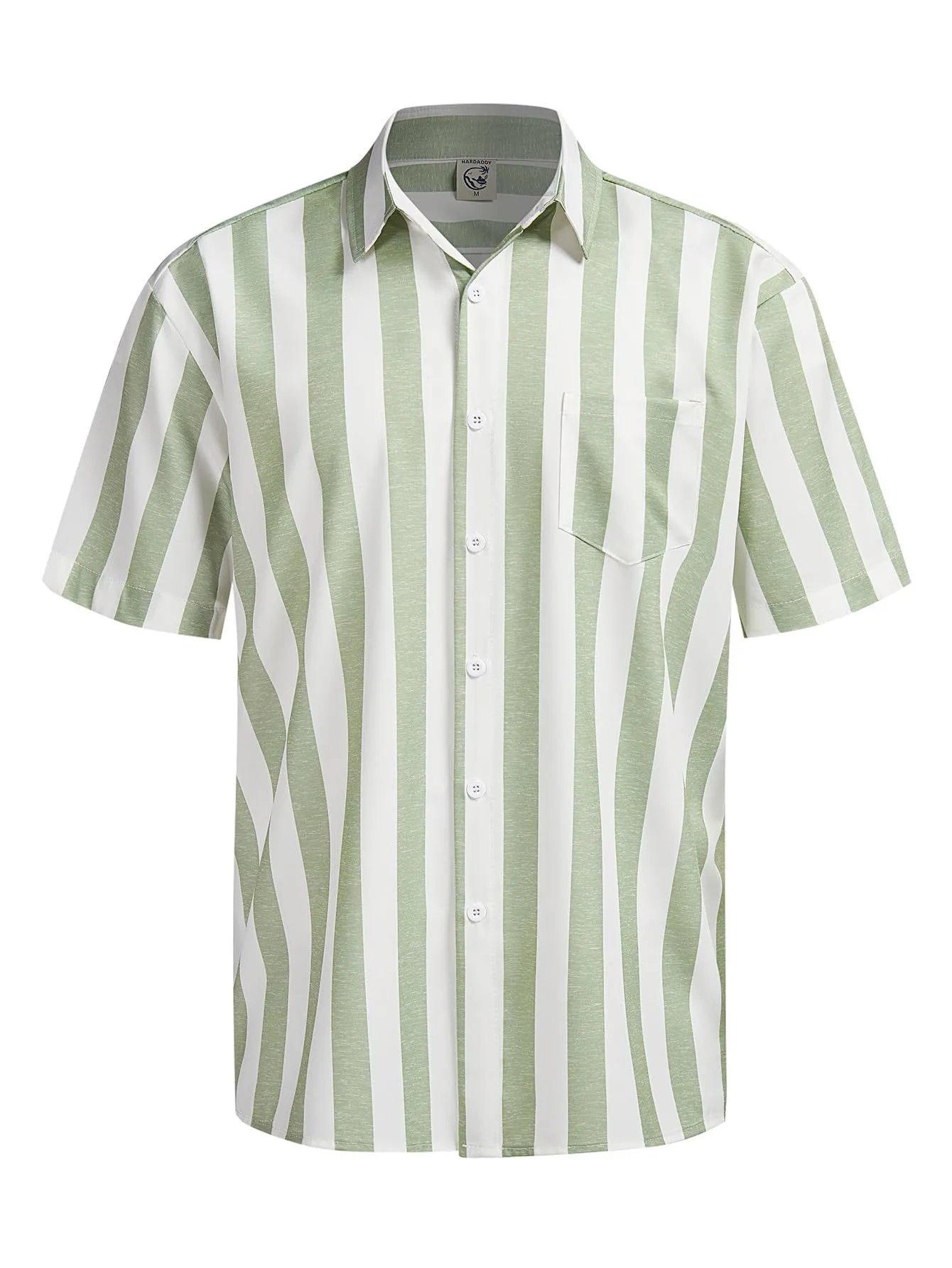 Design Harddaddy Striped Short-Sleeve Button-Up Shirt White and Gray Shirt - 21