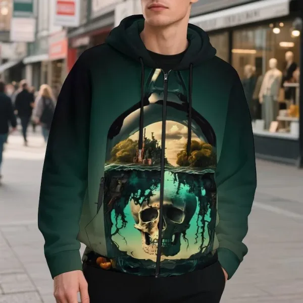 Design Skull Island Graphic Zip-Up Hoodie Multicolor - 1
