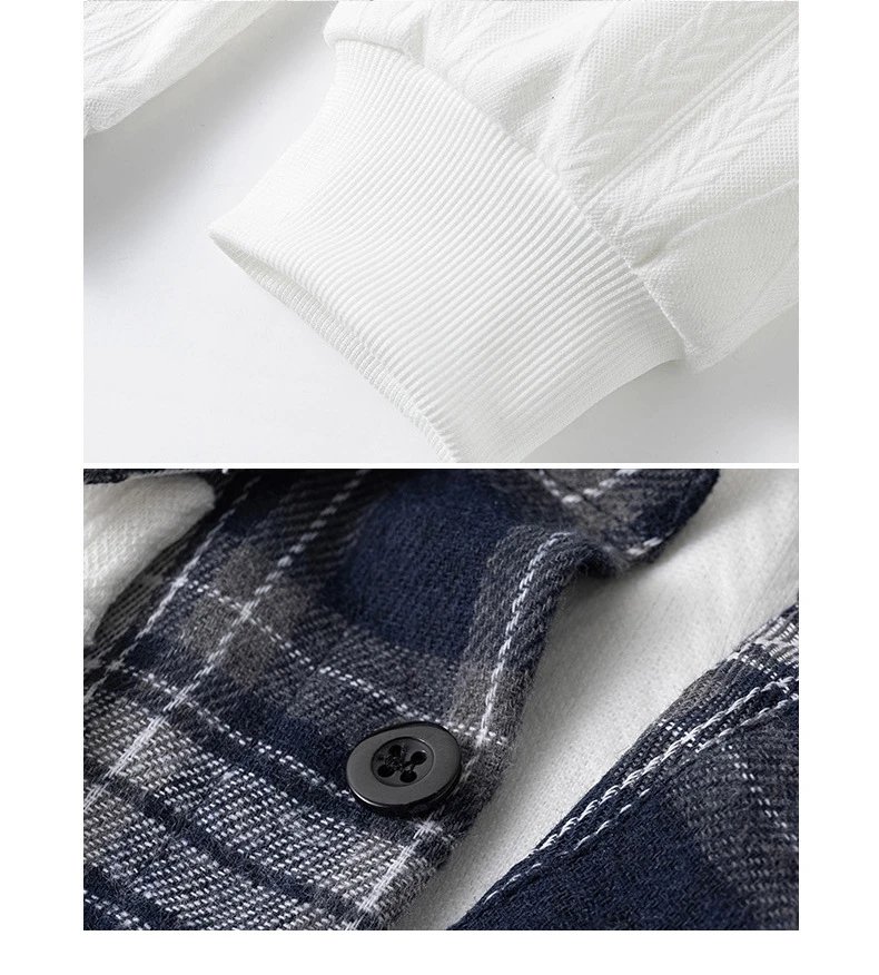 Design NASA x Design Layered Collar Shirt White Plaid Trim Tops Shirt - 15