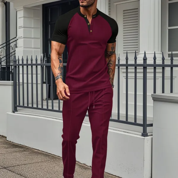 Design Henley Raglan Set Burgundy - 1