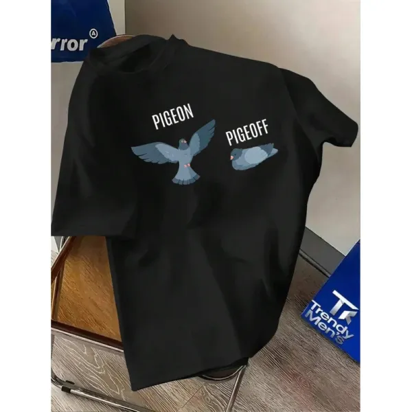 Design Pigeon vs Pigeoff Graphic Print Black T-Shirt - 1