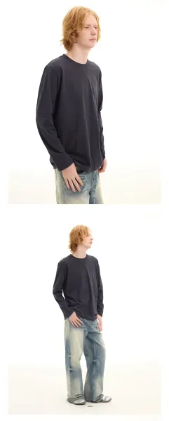 Design Long Sleeve Crew Neck T-Shirt White - 32