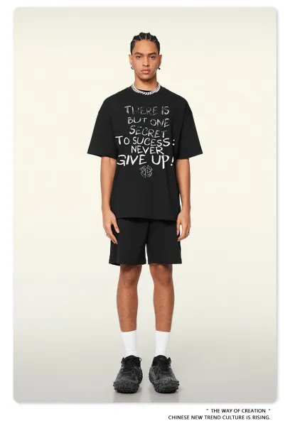 Design Motivational Graphic T-Shirt Metal Black - 13