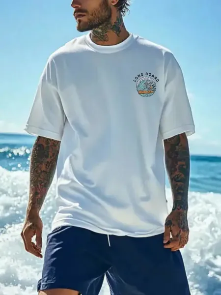 Design Surf Apparel Co Long Board Graphic Shirt Navy Shirt - 8