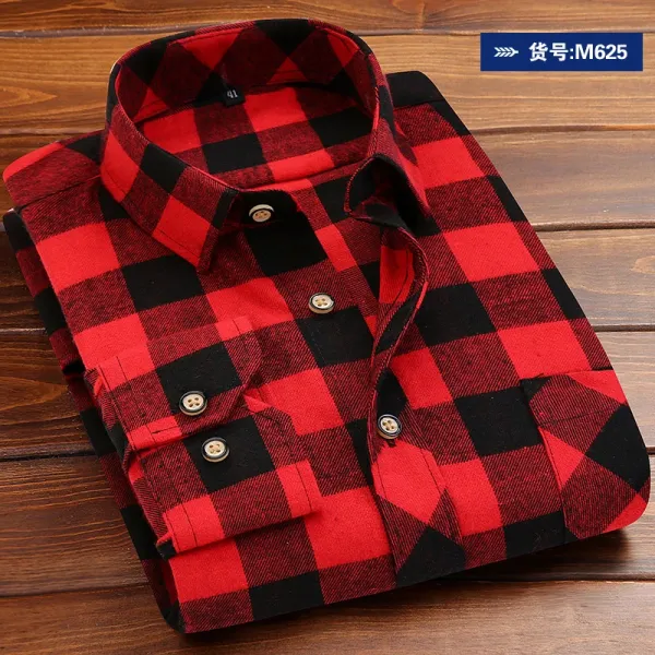 Design Red and Black Buffalo Check Flannel Shirt - 1
