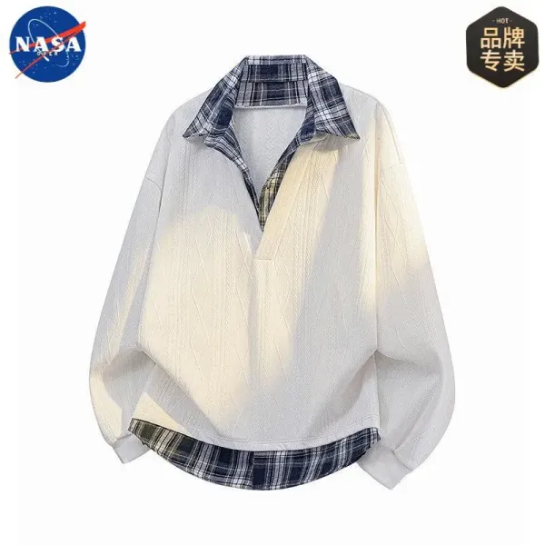 NASA x Design Layered Collar Oversized Shirt White - 1