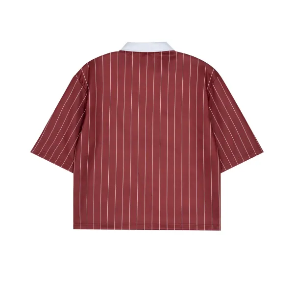 Design Pinstripe Polo Shirt Navy White Tops.polo - 23