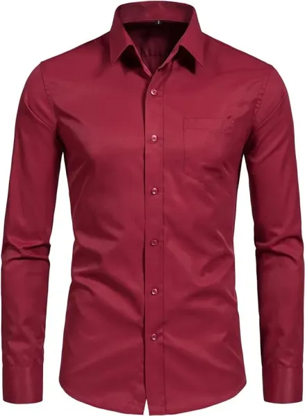 Design Classic Fit Burgundy Button-Up Shirt - 1